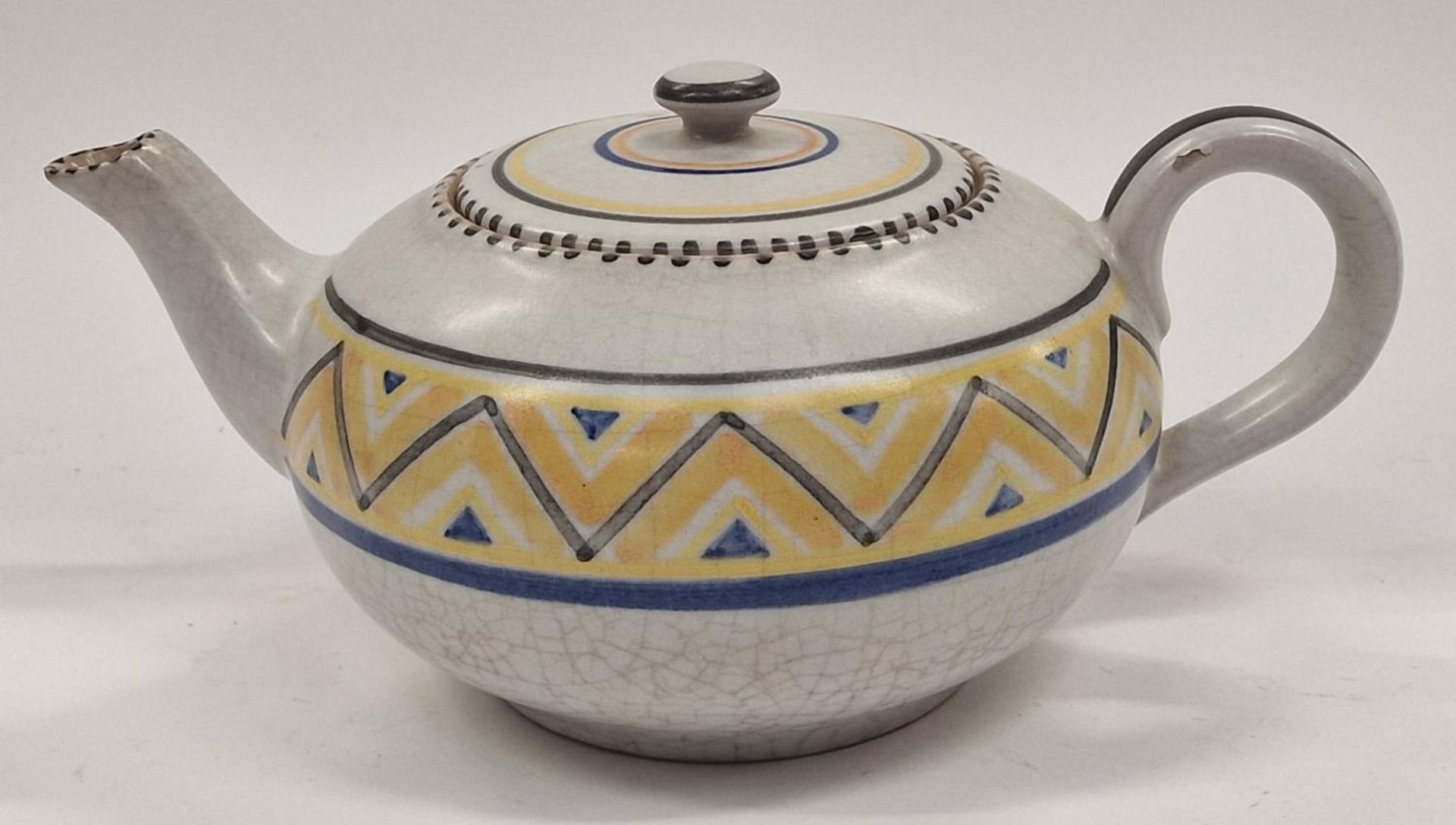 Poole Pottery Carter Stabler Adams hard to find large CN pattern geometric design teapot.