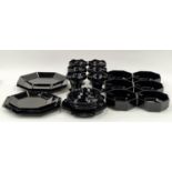 Arcopal/Arcoroc collection of Jet Black glassware to include clamshell plates, sundae dishes and