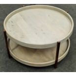 Contemporary two tier large round coffee table diameter 80cm height 41cm.