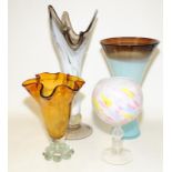 4 items of large contemporary glass vases