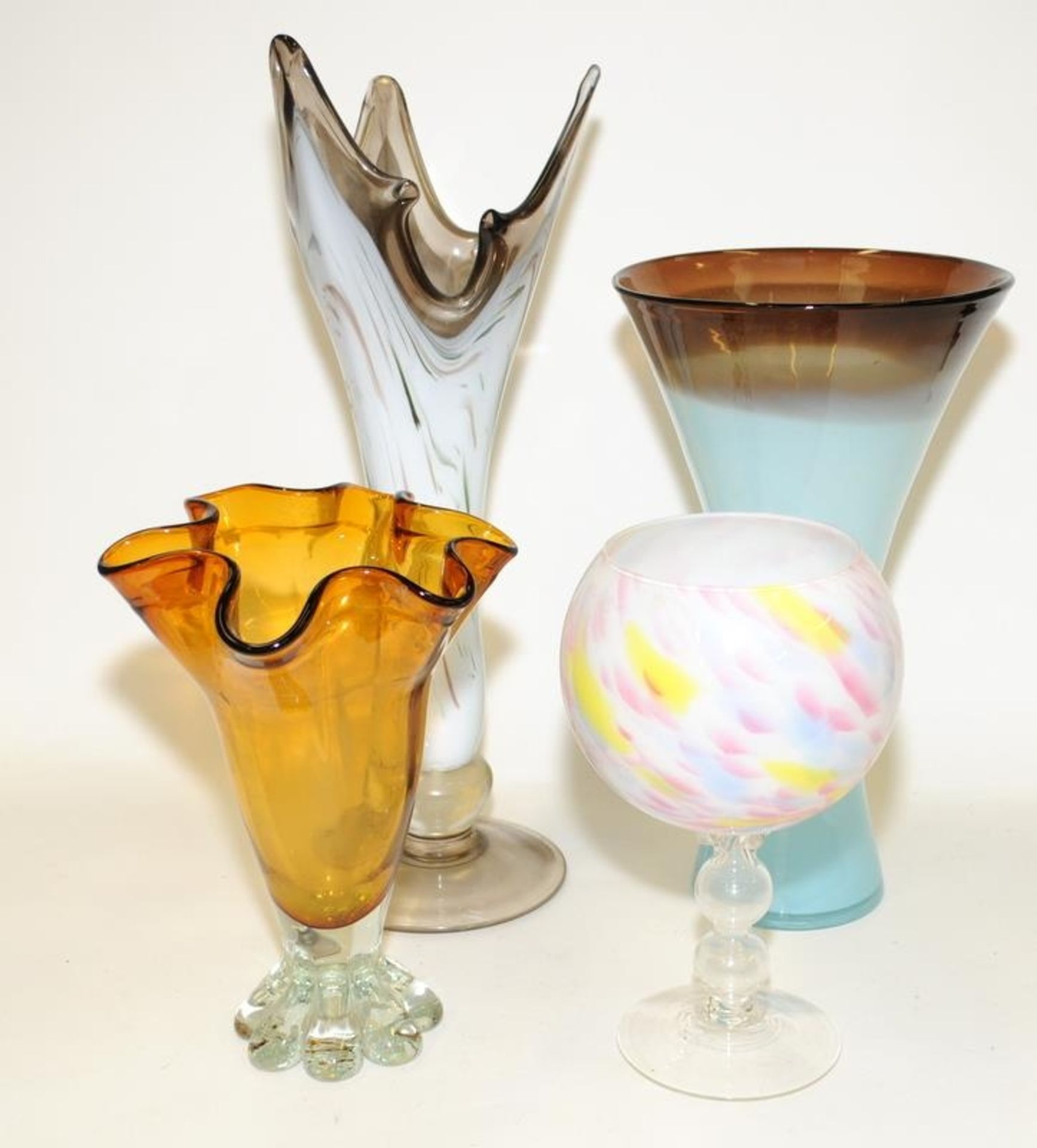 4 items of large contemporary glass vases