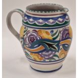 Poole Pottery Carter Stabler Adams large CO pattern jug decorated by Eileen Prangnell 10" high.