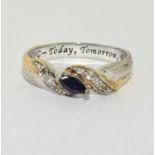 A BGE(Bradford Gold Exchange) 925 silver and gold ring, Size U