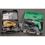 Dewalt jigsaw together with a Hitachi Rotary Hammer drill, both cased (2).