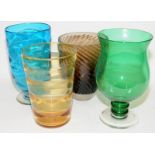 4 items of large contemporary glass vases