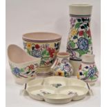 Poole Pottery large BM pattern egg cup planter together with a BM pattern stick stand 15.5" high