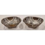 Pair silver embossed bon bon dishes 110g