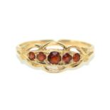 9ct gold ladies vintage 5 stone Garnet inlay ring size P