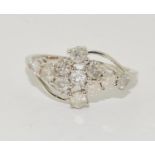 9ct white gold ladies Diamond dress ring size Q