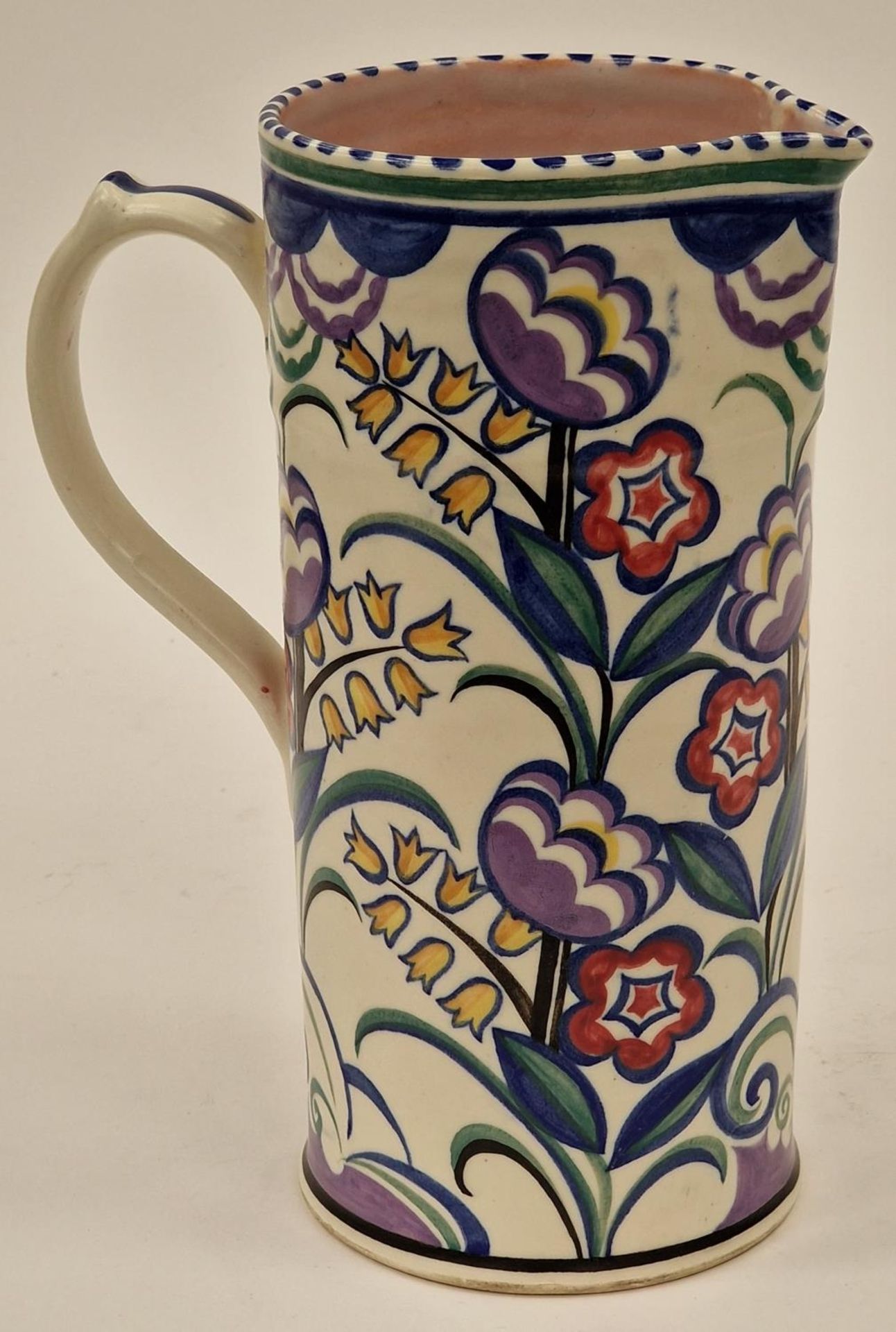 Poole Pottery BM pattern shape 120 tall jug 8" high.