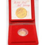 1980 22ct gold proof finish half Sovereign with certificate in case