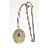 Amethyst 925 silver engraved locket