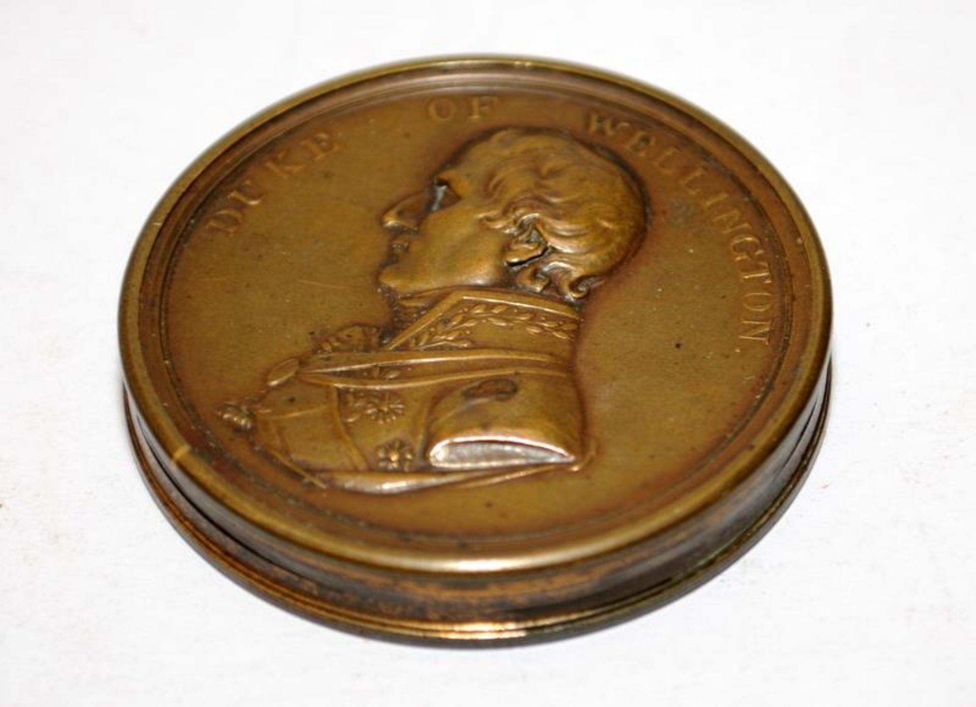 Rare early 19th Century Duke of Wellington Peninsular Campaign commemorative copper box. This