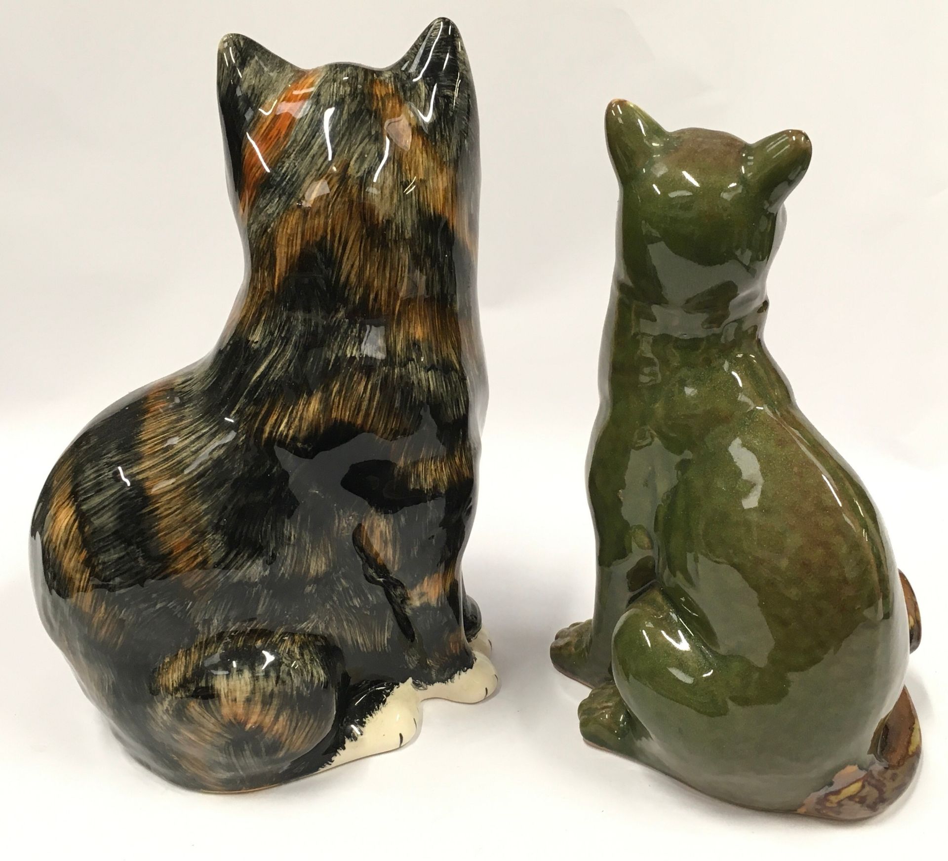 Two ceramic cat figurines the largest measuring 31cm. - Image 2 of 3