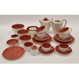 Poole Pottery Twintone collection in the rarer "Red Indian" colourway to include coffee pots and