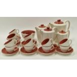 Poole Pottery Twintone collection in the rarer "Red Indian" colourway to include coffee cups and