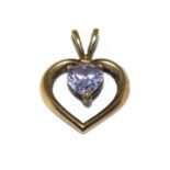 9ct gold Amethyst heart pendant
