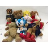 Mixed soft toys and teddies to include care bear and Giorgio Beverly Hill bear