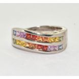 A 925 silver rainbow ring Size R