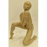 Large ivory coloured resin study of a nude by David Neaves. Unmarked. 42cms tall