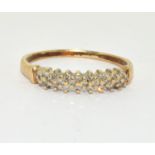 9ct gold ladies Diamond half eternity ring H/M dia in ring size Q