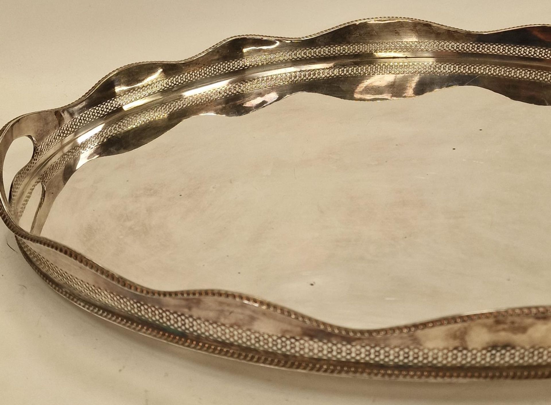 Large twin handled silver plated serving tray 62x41cm. - Image 2 of 3