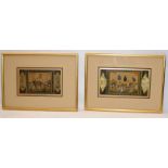 Two framed antique hand painted scenes of Indian nobility. O/all frame sizes 40cms x 29cms