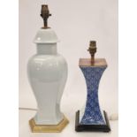 Two ceramic table lamp bases the tallest measuring 49cm tall.