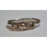 Diamond 3 stone approx 0.40 ponts 18ct white gold ring Size N