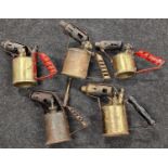 Collection of vintage brass blow torches (5).