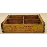 Original vintage wooden Coca Cola advertising bottle carrier with age related patina 11x46x30cm.