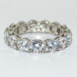 A silver large stone full eternity ring Size P