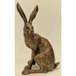 Paul Jenkins bronzed Frith Sculpture of a hare 30cm tall.