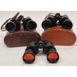 3 x pairs binoculars 2 are cased
