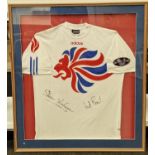 Signed British Olympics sport shirt by Sir Steve Redgrave and Mathew Pinnsent gold medal winners