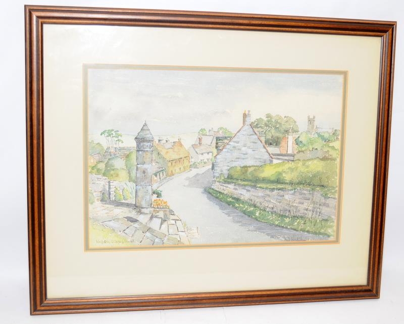 Pair of framed watercolours of local Dorset scenes, one described as Kingston Village - Dorset, - Image 2 of 7