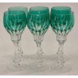 6 possibly Czechoslovakian Bohemian cut glass Hock glasses