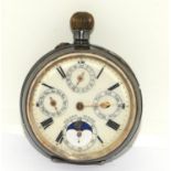 Silver Moon Phase silver pocket watch (A/F) balance ok.