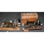 2 x vintage hand sewing machines