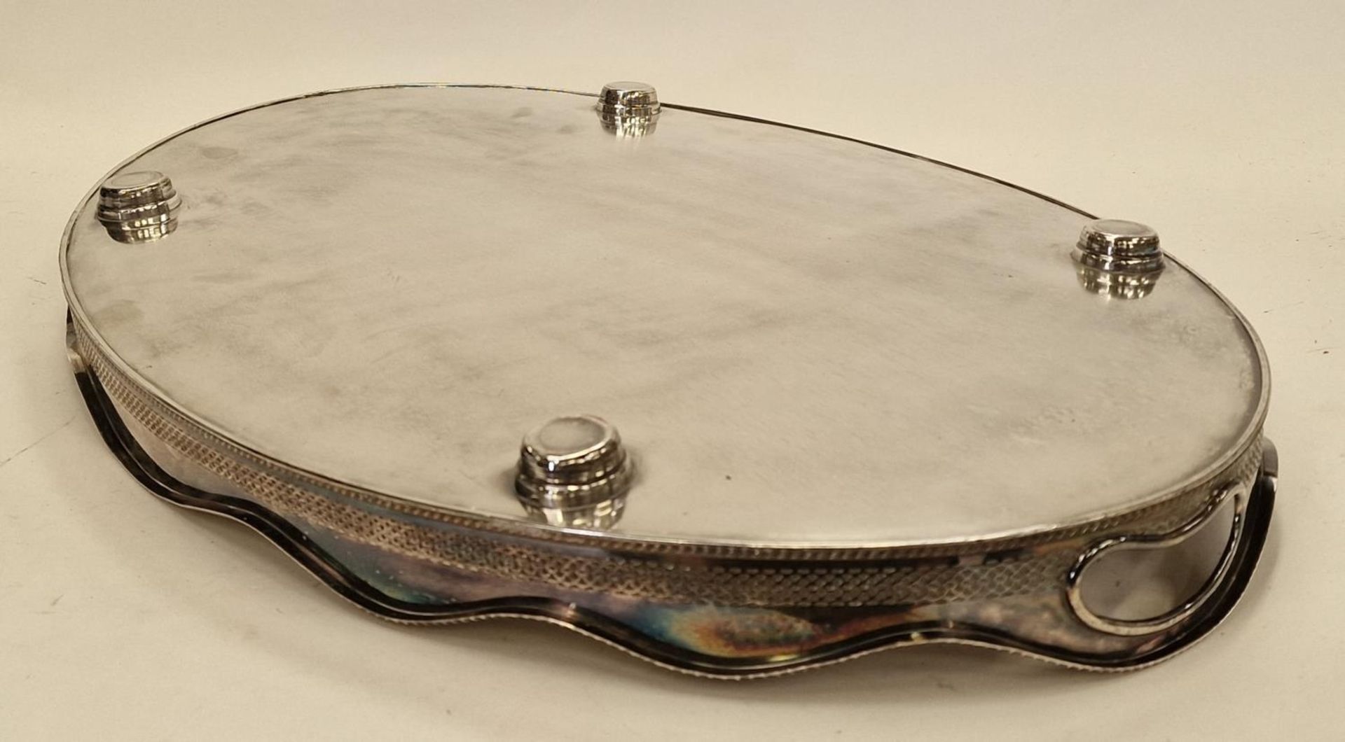 Large twin handled silver plated serving tray 62x41cm. - Image 3 of 3