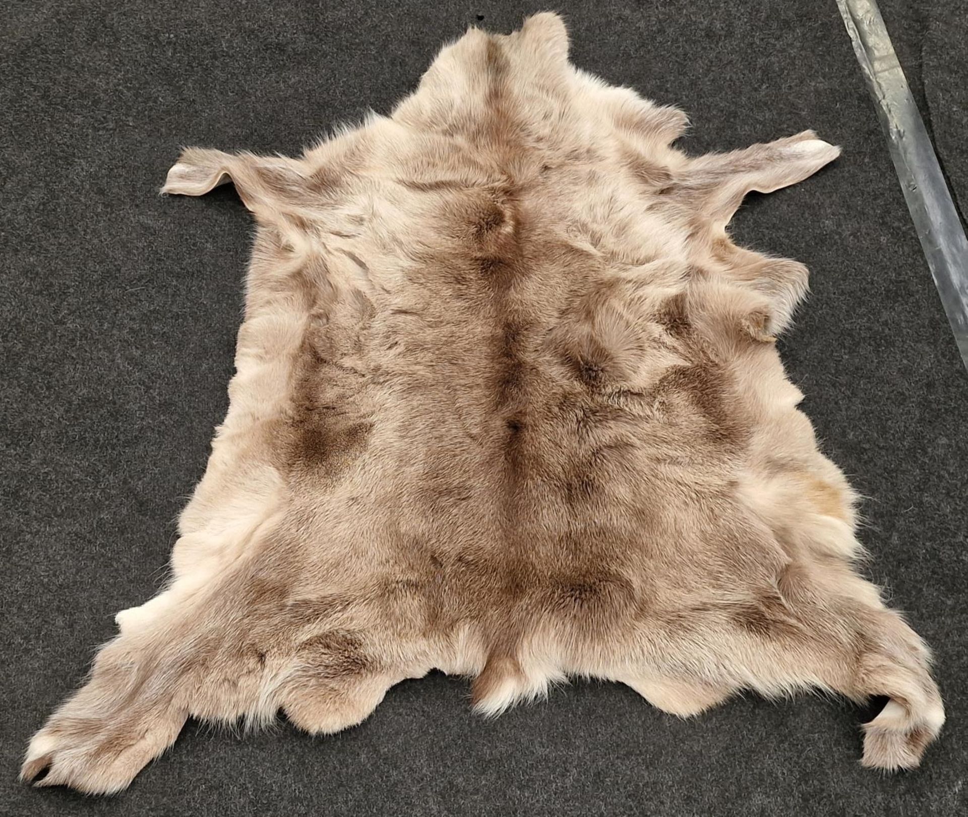 A real fur skin rug 135x117cm approx.