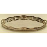 Large twin handled silver plated serving tray 62x41cm.