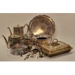 4 pce silver plate T-Set together a quantity of plated items