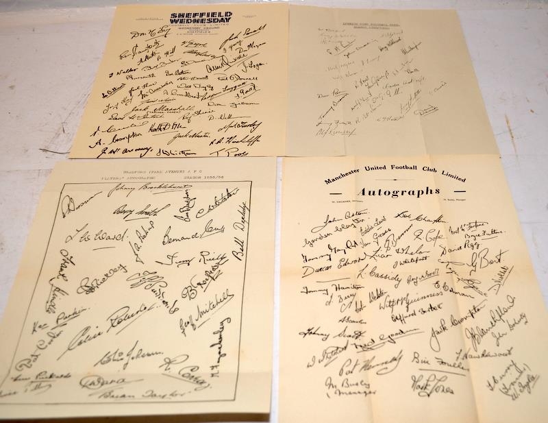 Collection of vintage football club printed autograph sheets, mostly dating from mid 1950's. These - Image 2 of 6