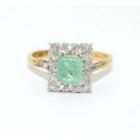 An Emerald and diamond antique 18ct gold ring Size O, 3.8g