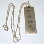 1oz 925 silver Ingot and ball chain