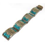 Solid Mexican silver and turquoise bracelet.