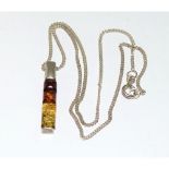 925 silver multi colour Baltic Amber pendant necklace