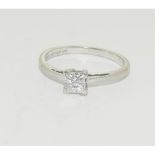 Platinum ladies Diamond solitaire ring of approx 0.25ct size L