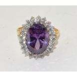 A Substantial Amethyst and CZ Ring set in Silver